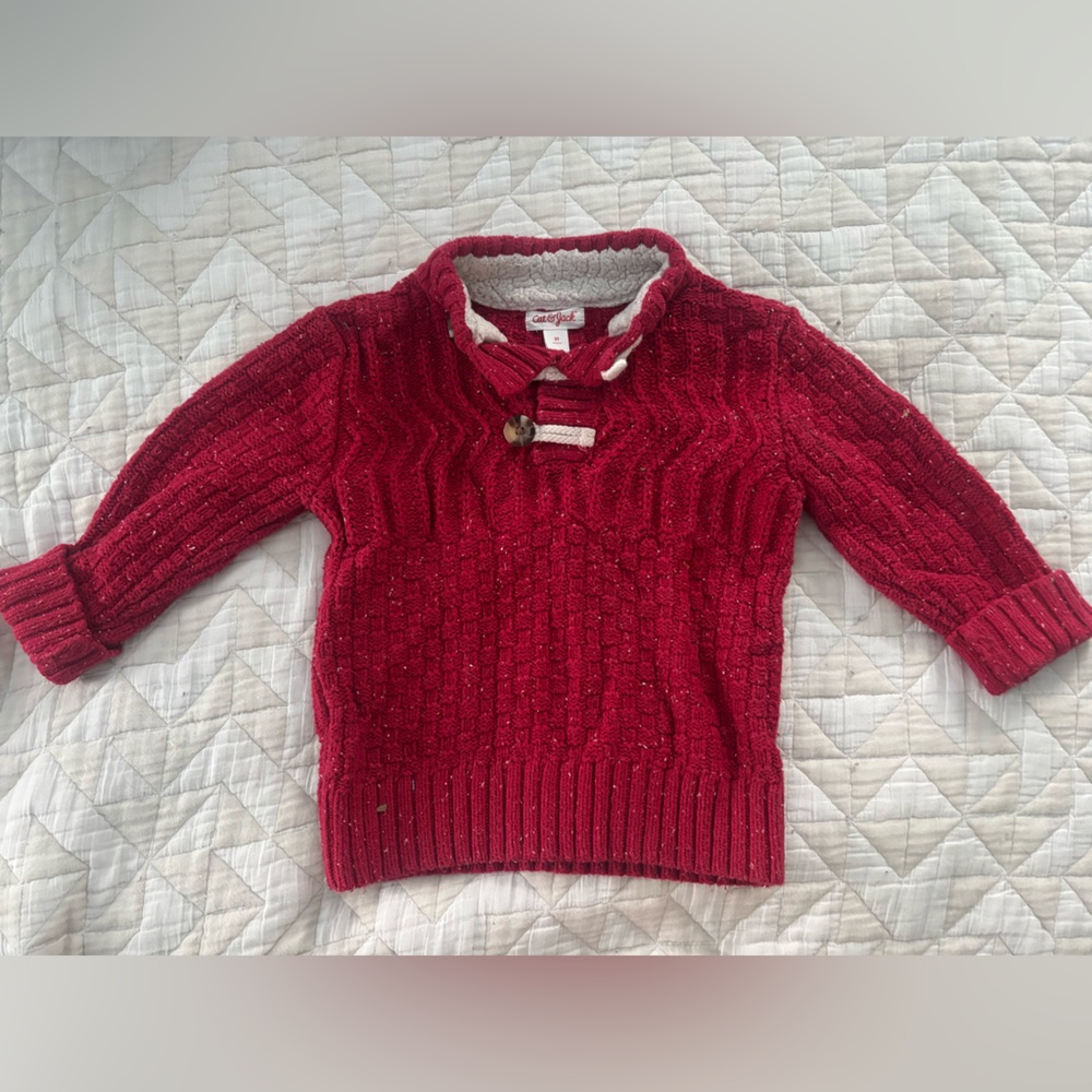 Cat & Jack Red Cowl Neck Sweater